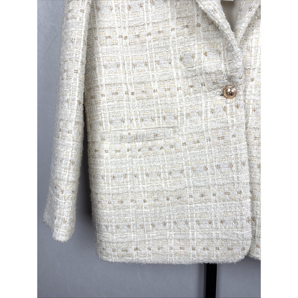 NEW VICI Tweed Blazer Jacket Women's XL Ivory Gold Emily Travis Collection - Picture 4 of 11